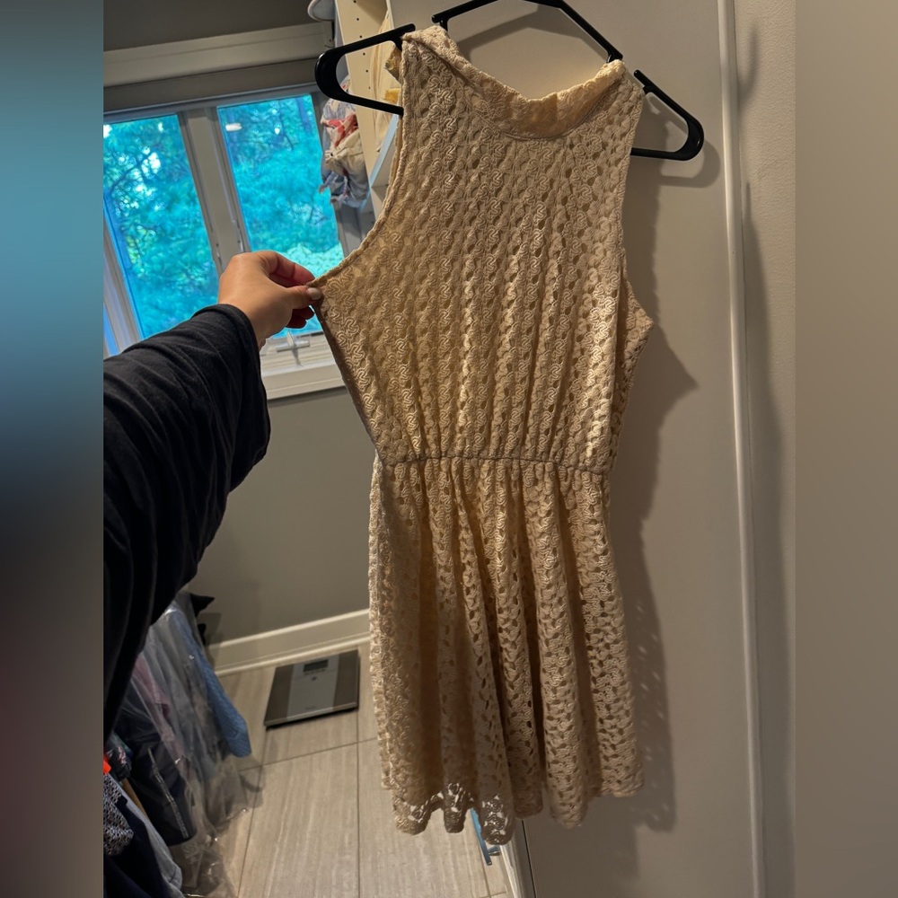 Cream knit halter dress